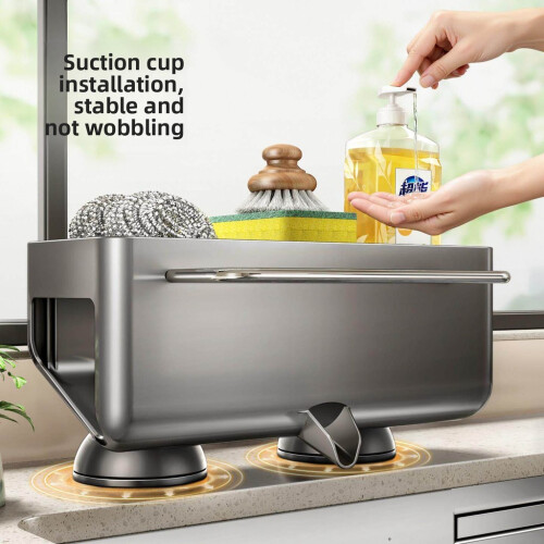 (White)Space Aluminum Wall Mount Organizer For Kitchen Utensils And Personal Care Items 2
