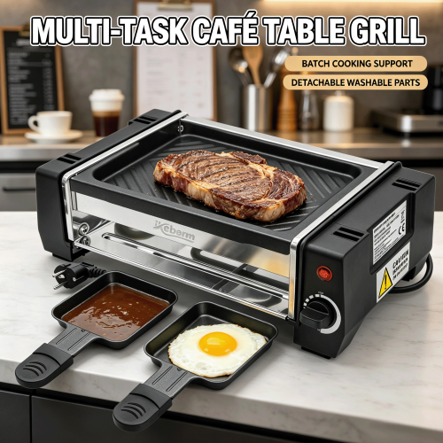 Mini Commercial Electric Grill, Multi-Task Non-Stick for Cafe Bistro