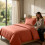 Imperial Rooms (Rust/Orange, Single) Stripe Duvet Cover Set Bed Quilt & Pillowcase Pair 2