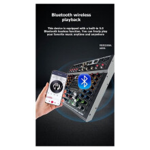 4 Channel Professional Audio Mixer Built-in 99DSP Effects 7-Band Graphic Equalizer 48V Phantom Power Console