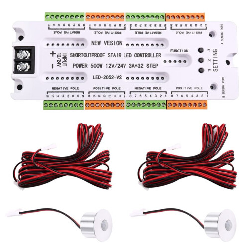 Ladder Night Light 32 Channels LED Motion Sensor Light Ladder Prevent Short Circuit Controller DC12V/24V Stair Dimmer