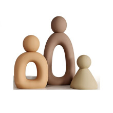 3 Pezzi di Statuette Astratte di Famiglia - Set di Statuette da Collezione Minimaliste Moderne per L'Arredamento di Casa e Ufficio, Regalo di