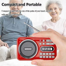BANNIXING Rádio FM Portátil com , Display LED, Barra de Som, Reprodutor e Gravador de Música, Faixa de Frequência de 76-108 MHz