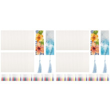 100X Watercolor Paper Blank Bookmarks with Colorful Tassels DIY Book Marks Kit,Bookmark Pad for DIY Classroom