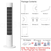 (Tower Fan 2nd, UK) MIJIA Smart DC Frequency Conversion Tower Fan 2nd,150 Oscillating Standing Fans For Room,4 Speed,3 Mode,CN Version With Adapter