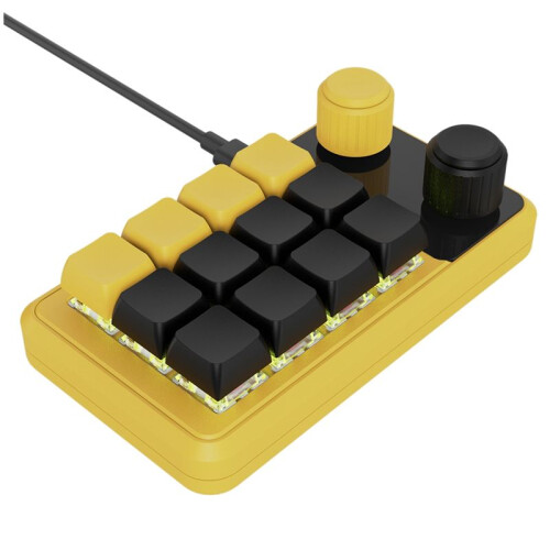 Programming Macro Custom Wired Keyboard RGB 12 Key Copy Paste Button  Gaming Keypad Hotswap Macropad Yellow+Black