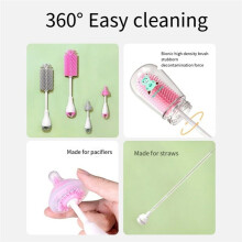 Baby Bottle Nipple Brush Water Cup Container Straw Cleaning Brush Set Cleaning Brush Gray
