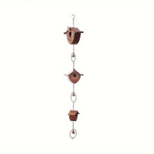 Gold Bird Houses Rain Chain for Heavy Rain, Functional & Decorative Replacement Downspout Chain for Outside RainChain