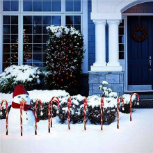2X Christmas Candy Cane Pathway Lights Solar Powered Stake Lights 1 to 8 LED Stake Lights Floor Lamp