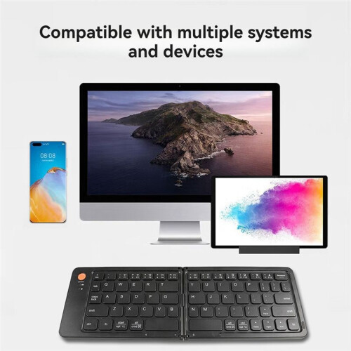 Wireless Foldable  Keyboard  Portable Double Folding Keyboard Suitable for Laptops and Mobile Phones White 2