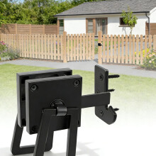 Double Sided Gate Latch Aluminium Alloy Door Lock, Waterproof Swing Gate Catch for Wooden Fence, Shed, Garden, Yard And Outdoor Gate Hardware, Black