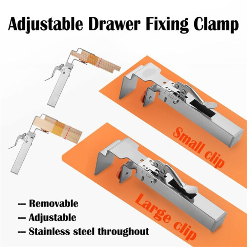 Adjustable Drawer Fixing Clamp, Universal Drawer Panel Front Installation Clamps Fixing Clips with Replaceable Clip 1
