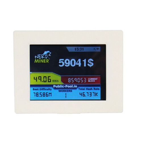Nerdminer V2 Miner 2.8 Polegadas LCD Display 56KH/S Hash Rate Bitcoin Solo Miner Nerd Miner BTC Lottery Miner 1