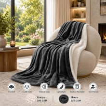(Black, 150x200 cm) Soft Sherpa Throw Blanket for Sofa Bed Warm Fleece
