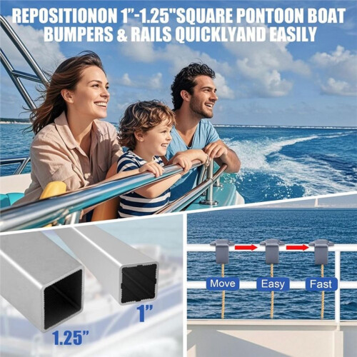 4 Pcs Boat  Clips,Pontoon Boat  Clips for Square Rail,Quick Release Hangers/Adjustable Boat Bumper