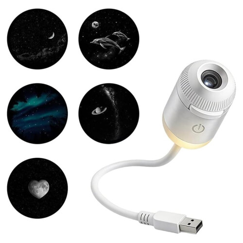 2-in-1  Projector Night Light, USB Star Projector with Adjustable Brightness,   Light Projector