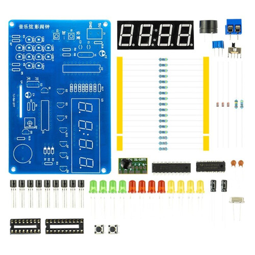 Colorful LED Musical Alarm Clock DIY Soldering Kit - Microcontroller-Based 4 Digital Clock  Training TJ-56-277 2