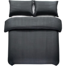 (Single ) Black Stripe Duvet Cover Luxury Egyptian Bedding Set