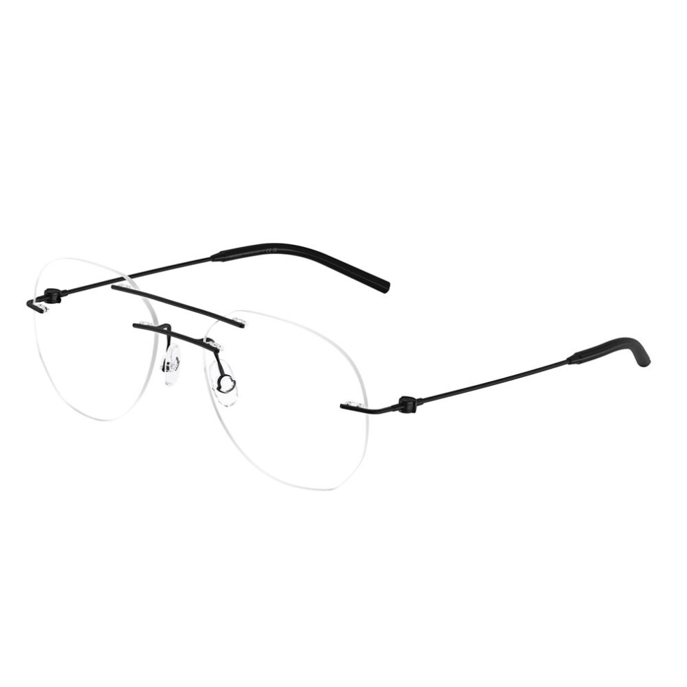 Moncler Unisex Transparent Me1003 1001 Optical Frames Steel Black Geometric Normal - Image 2