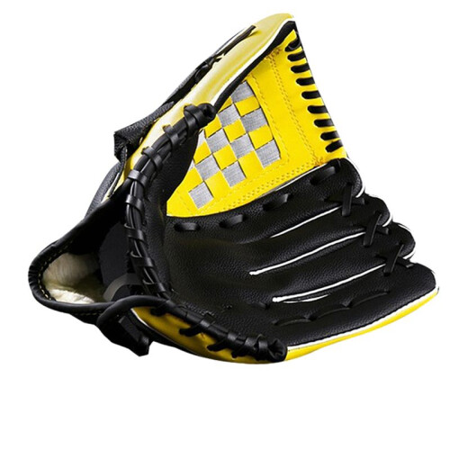 Luvas de Beisebol de 10,5 Polegadas Luvas de Campo Luvas Profissionais de Beisebol e Softball Luvas de Captura de PU Amarelo e Preto