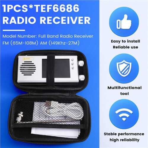 Rádio Portátil TEF6686 FM/LW/MW/SW com Tela Sensível Ao Toque Colorida de 3,2 Polegadas. 1