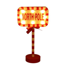 Jul Vintage Lights Nordpolsskylt LED-Ljus Gatuskylt Jul Träbordsdekoration Juldekor C