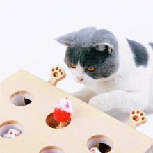Grappig Kattenpuzzelspeelgoed Houten Doolhof Huisdier Hit Hamster Vangst Bijt Interactief Speelgoed met 5 Gaten voor Muizen Katten Speelgoed Huisdier