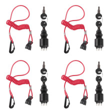 4X Ignition Key Safety Lanyard Lock Assembly for OMC BRP 1996 Johnson Evinrude 5005801
