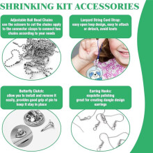 202Pcs Shrink Plastic Sheets Kit, Keychains Accessories, Earring Hooks,Tweezers,Lobster Clasp Cord for Handmade Crafting