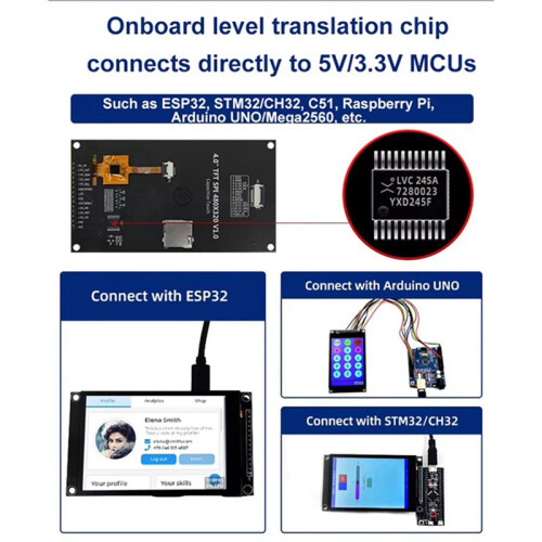 2X Módulo de Tela Sensível Ao Toque Capacitiva TFT LCD Serial SPI de 4,0 Polegadas 320x480 para ESP32/STM32/para   e Mage2560