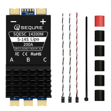 SEQURE Fuente de Alimentación Lipo ESC Sin Escobillas 14200M, 200 A, 5-14 S, para Drones, Modelos de Vehículos y Barcos AM32