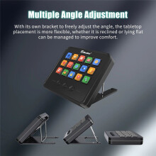Mirabox Teclado M18 V2.0 Stream Deck de 18 Teclas con Botones Macro Visuales DIY, Teclado de Escritorio, Soporte de Consola Ajustable, Táctil HA