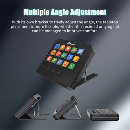 Mirabox M18 V2.0 Stream Deck Keyboard 18Keys Visual DIY Macro Buttons Desktop Keyboard Adjustable Console Stand Touch HA