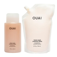 OUAI Thick Shampoo + Refill - Moisturizing Shampoo with Keratin, Marshmallow Root, Shea Butter & Avocado Oil for Thick Hair - (2 Count, 10 Oz/32 Oz)
