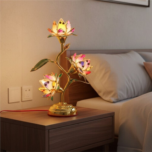 Plug in Electric Lotus-Lantern Long-Lasting Led: -Efficient Table Decorative Lamp Vibrant Multi-Color US Plug 2