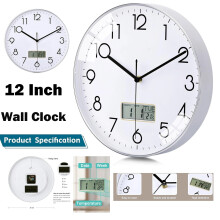 29cm Round Wall Clock Silent Quartz Home Office