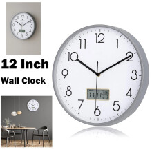 12in Round Wall Clock Silent Quartz Sweep Movement