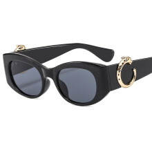 (Black Frame Grey)Lunettes de soleil élégantes à grande monture pour femmes avec revêtement anti-UV et forme elliptique pour un usage