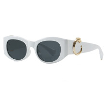 (White Frame Grey)Occhiali da sole donna eleganti montatura grande con rivestimento antiuv e forma ellittica per uso quotidiano
