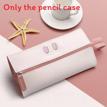 (Pearl White) Modern Pen Leather Bag With Zipper Design For Daily Students School Middle