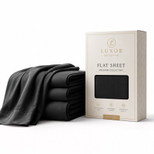 (3X Super King, Black) Luxor Flat Bed Sheet | 100% Egyptian Cotton Soft Flat Sheets in all Sizes UK | 3 Pack Value Bundle
