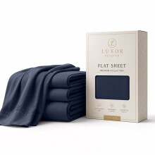 (3X King, Navy Blue) Luxor Flat Bed Sheet | 100% Egyptian Cotton Soft Flat Sheets in all Sizes UK | 3 Pack Value Bundle