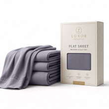 (3X Super King, Grey) Luxor Flat Bed Sheet | 100% Egyptian Cotton Soft Flat Sheets in all Sizes UK | 3 Pack Value Bundle