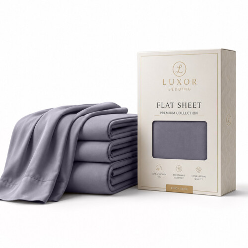 (3X Double, Grey) Luxor Flat Bed Sheet | 100% Egyptian Cotton Soft Flat Sheets in all Sizes UK | 3 Pack Value Bundle