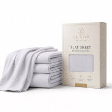 (3X King, White) Luxor Flat Bed Sheet | 100% Egyptian Cotton Soft Flat Sheets in all Sizes UK | 3 Pack Value Bundle