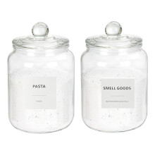 2Pcs Half Gallon Glass Jars with Airtight Lids for Laundry Detergent, Cookies, Flour, (67 Oz), 24 Labels