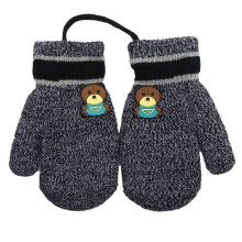 Gants TricotéS Courts pour Enfants en Bas ÂGe, Mitaines D'Hiver à Doublure Polaire éPaisse pour Enfants de 1 à 3 Ans, Noirs