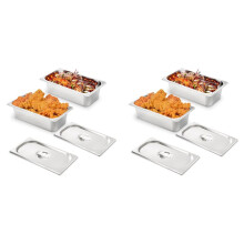 4-Pack Stoomtafelpan met Deksel, 1/3 Maat 4 Inch Diepe Roestvrijstalen Hotelpannen, Anti-Vastloop Restaurantpannen voor Keuken