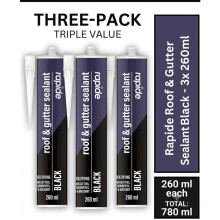Pack of 3 Roof & Gutter Sealant Black 260ml