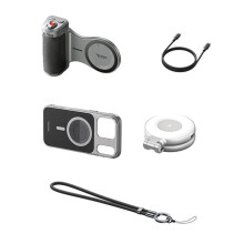 TELESIN Selfie Grip for 17 Pro Vlog Handle with Fill Light Camera Adapter for Enhanced Photography